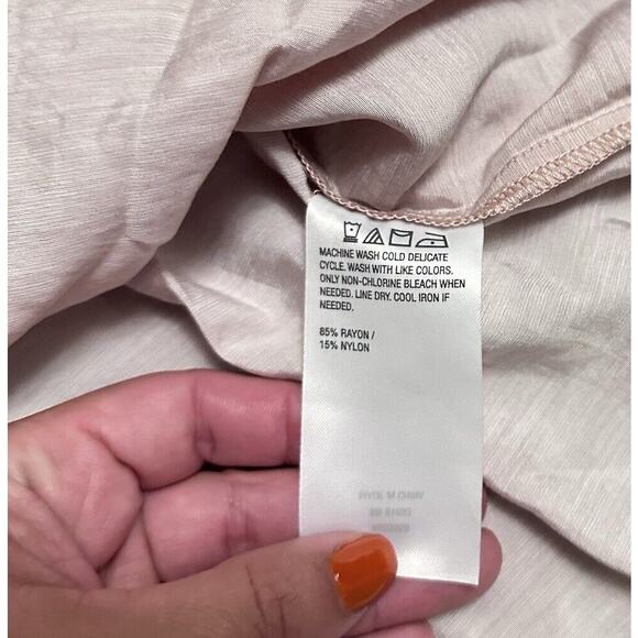 Me Jennie Garth Ruffle Neckline-Shell Pink Peasant Blouse Sz M Romantic Boho - Picture 11 of 11